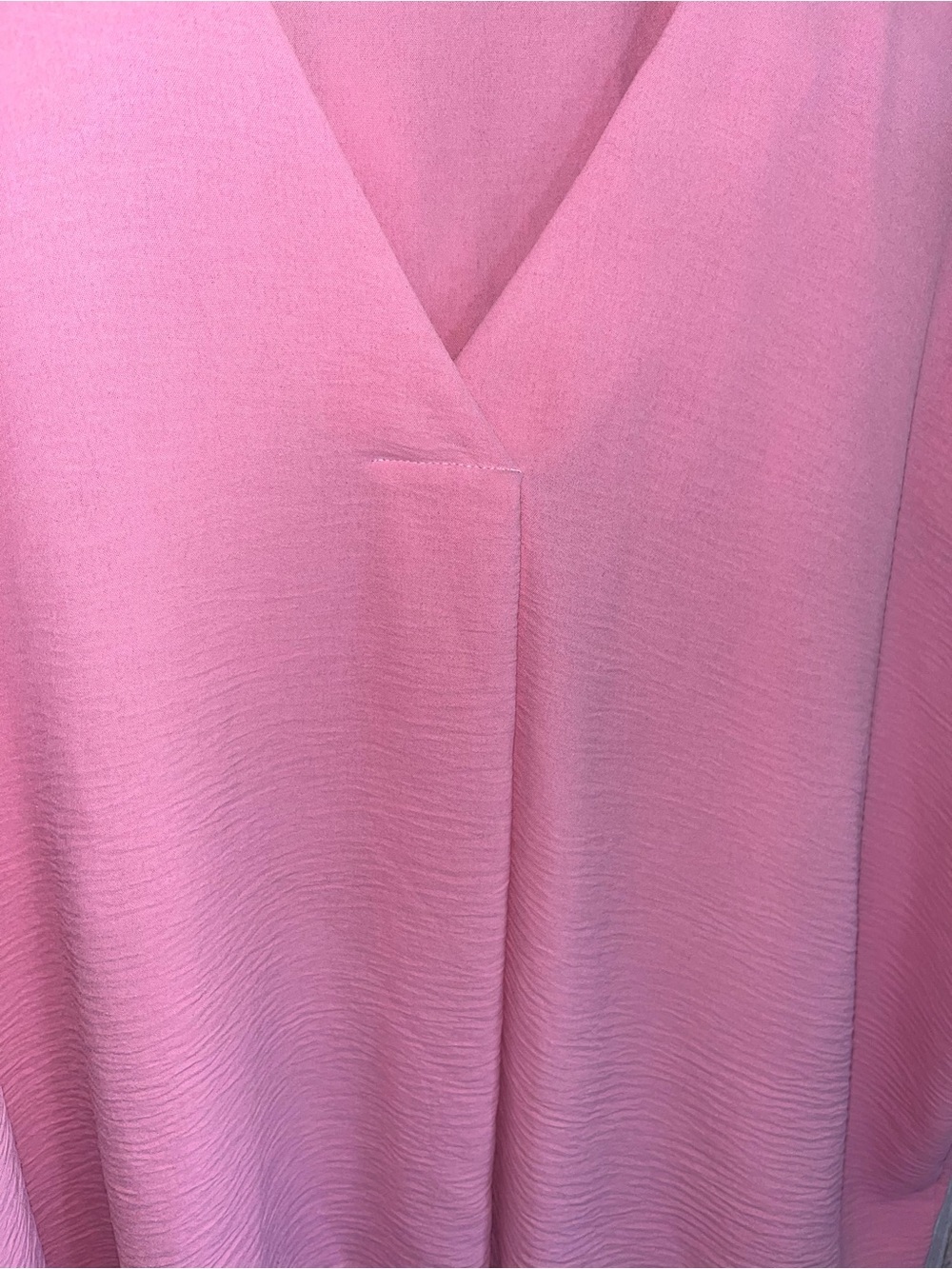 Entro Pink Oversized Blouse L Flowy V Neck Short Sleeve Boho Lightweight Top - Picture 5 of 5